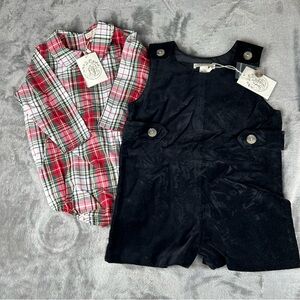 The Beaufort Bonnet Company Boys‎ Shirt & Black Romper 2T Holiday Outfit New